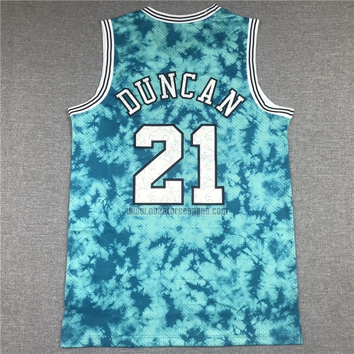 Camiseta San Antonio Spurs Tim Duncan NO 21 Galaxy Verde